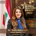 الدكتورة فيولا طلال مخزوم  تنال جائزة Global Teacher Award 2023 لمساهماتها الاستثنائية في ميدان التعليم والبحث العلمي.